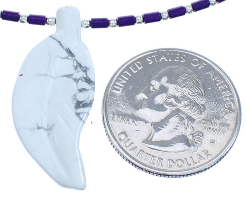 Authentic Sterling Silver Turquoise And Sugilite Leaf Southwestern Bead Necklace BX120814